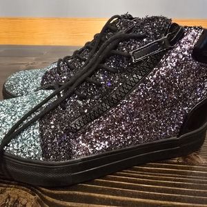Kidpik High Top Glitter Sneakers Size 5 Zipper Side